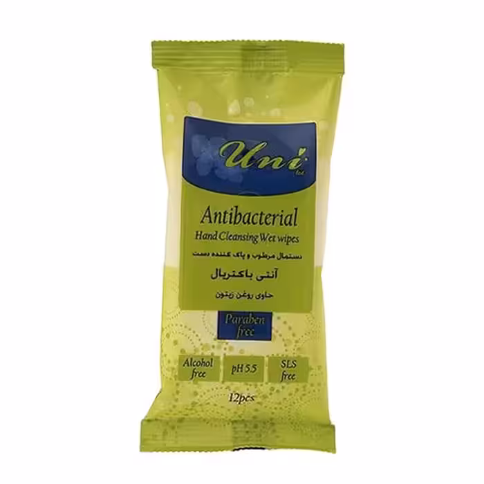 دستمال مرطوب آرایش پاکن دست وصورت یونی (آنتی باکتریال ،حاوی روغن زیتون ،بل کیفیت عالی)