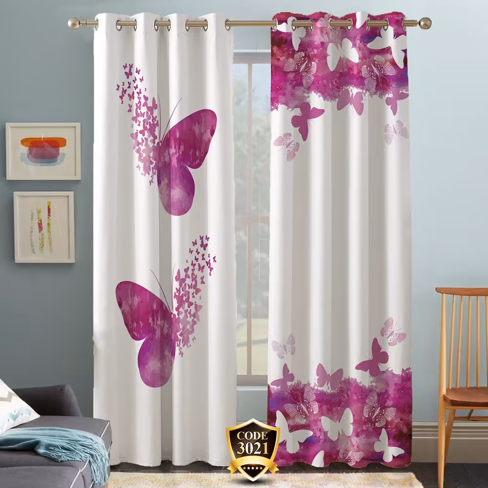 پرده پانچی طرح پروانه کد 3021