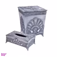 ست سطل و جای دستمال کاغذی سلینا مدل طاووسی کد 510