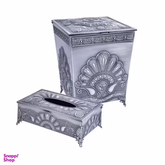 ست سطل و جای دستمال کاغذی سلینا مدل طاووسی کد 510