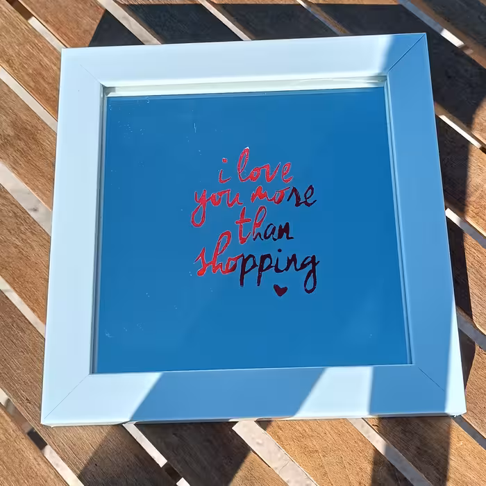 آینه آنتیک آذرنگ ((I love more than happing)) ((من تو را دوست دارم  و این من را  خوشحال می کند))