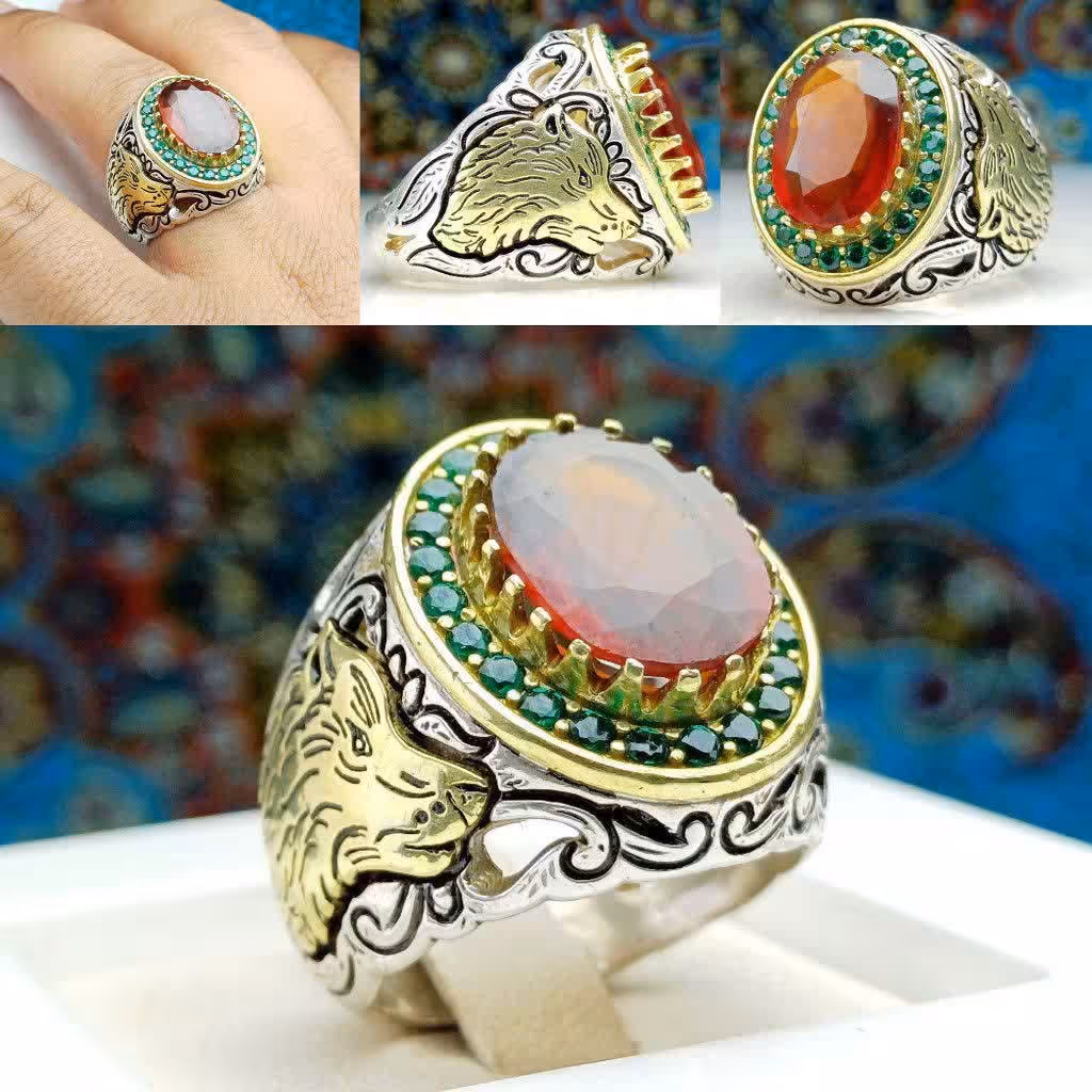 انگشتر گارنت اصلی رکاب نقره مخراجی نقره عیار 925ارسال رایگان 