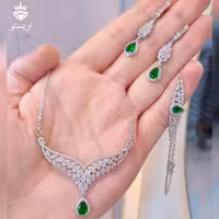 سرویس نقره میکرو جواهری کبود (آبی.قرمز.سبز)با عیار استاندارد 925 و آبکاری طلاسفید