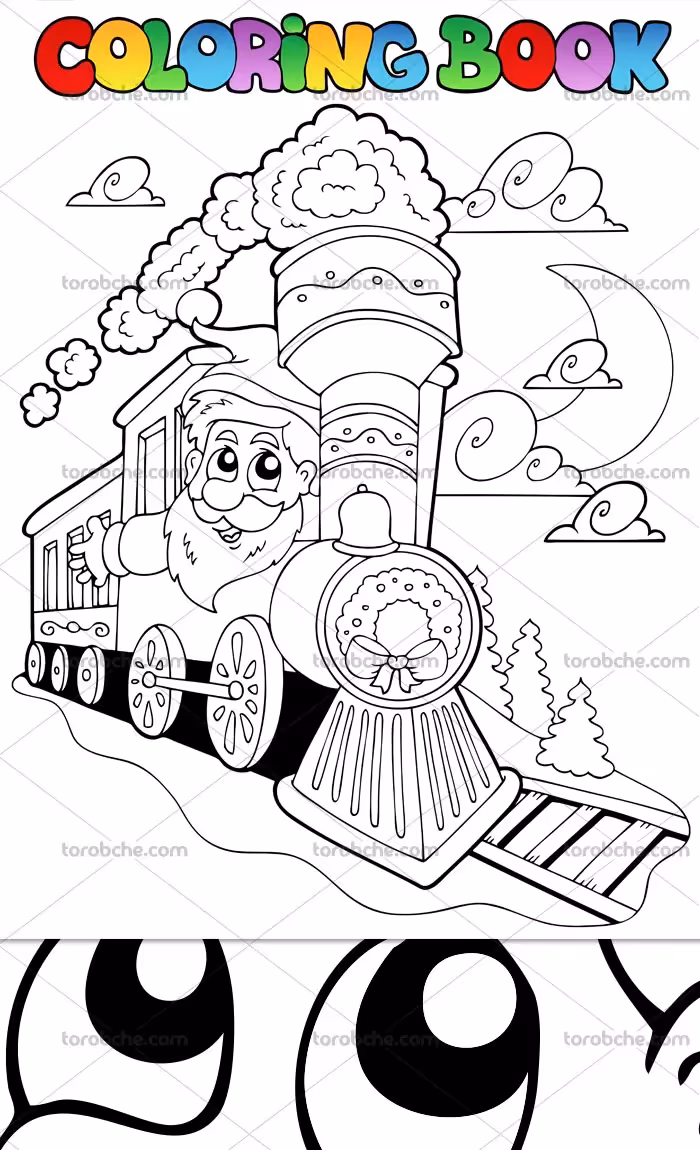 وکتور جذاب قطار برای رنگ آمیزی کودکان | گرافیک با طعم تربچه