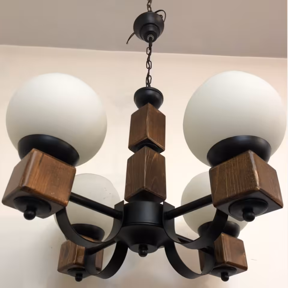 لوستر 4 شعله چوبی