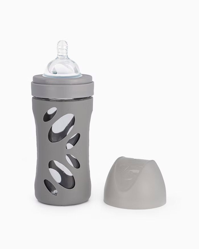 شیشه شیر تویست شیک پیرکس نشکن پاستل ضد نفخ جدید رنگ طوسی Twistshake pastel
