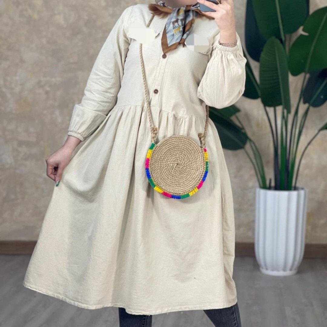 پیراهن ابروبادی جلو دکمه