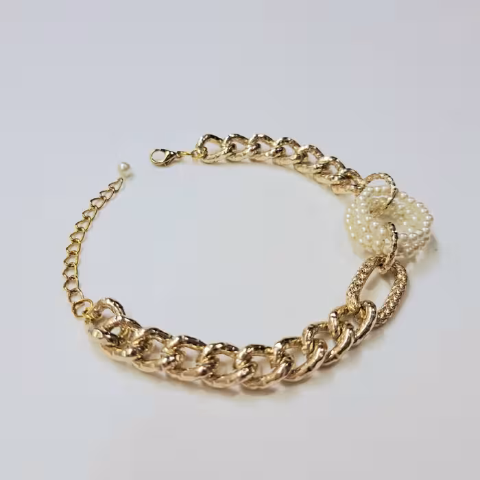 دستبند زنجیری  فوق  سبک طلایی رنگ ثابت 