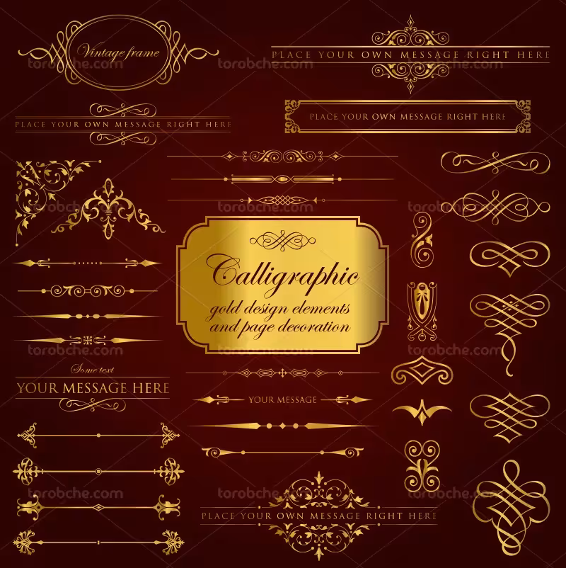 وکتور انواع کادر سنتی طلایی | گرافیک با طعم تربچه