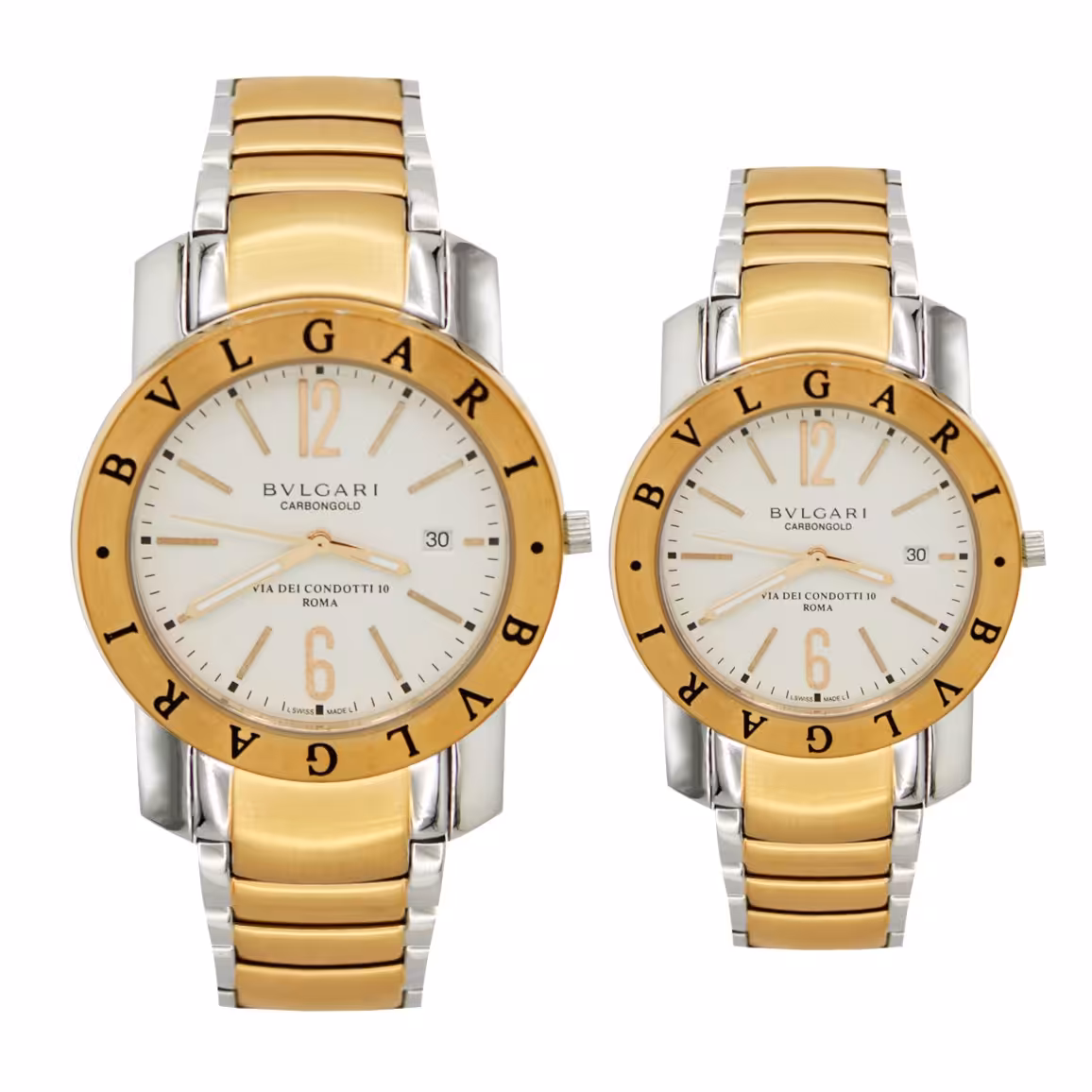 ساعت مچی ست زنانه و مردانه تک موتور فلزی بولگاری مدل 9030