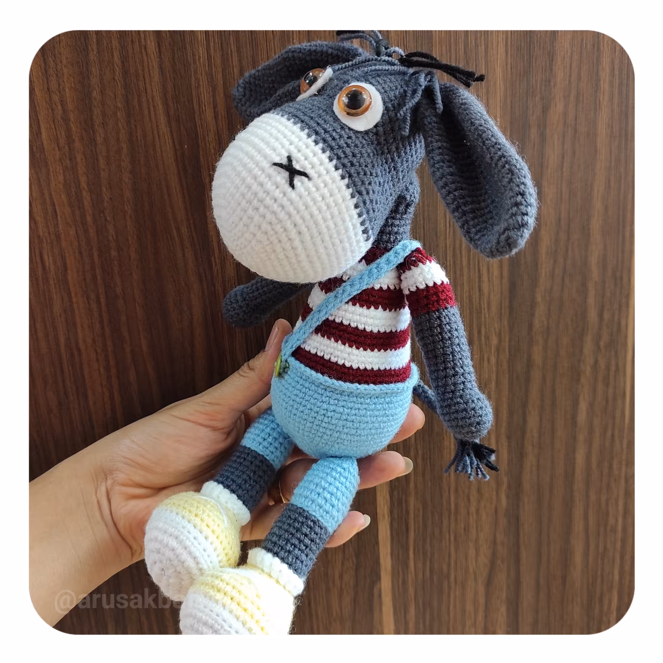 عروسک بافتنی الاغ خاکستری