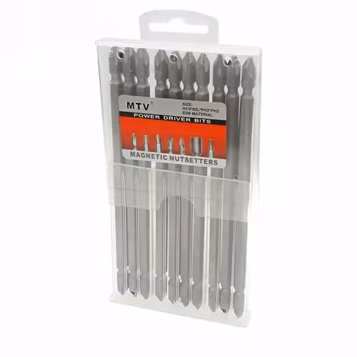 نوک پیچ گوشتی دوطرف چهارسو MTV سایز 10 سانت ساخته شده از فولاد کروم و وانادیوم ، یک عدد از بسته ده تایی داخل تصویر