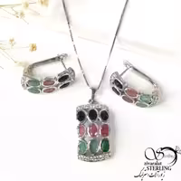 نیمست نقره با سنگ های اصل کد 9640