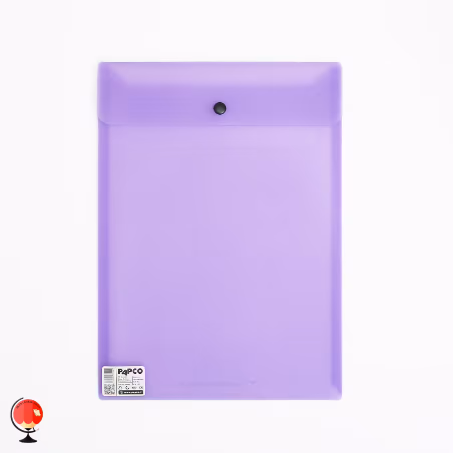 پوشه دکمه دار A4 رنگ بنفش پاپکو مدل ارکید