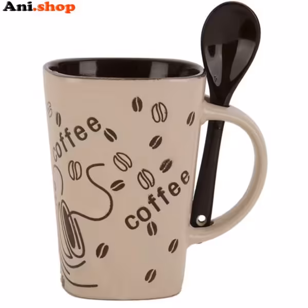 لیوان قاشق دار راشا طرح COffee کد C53