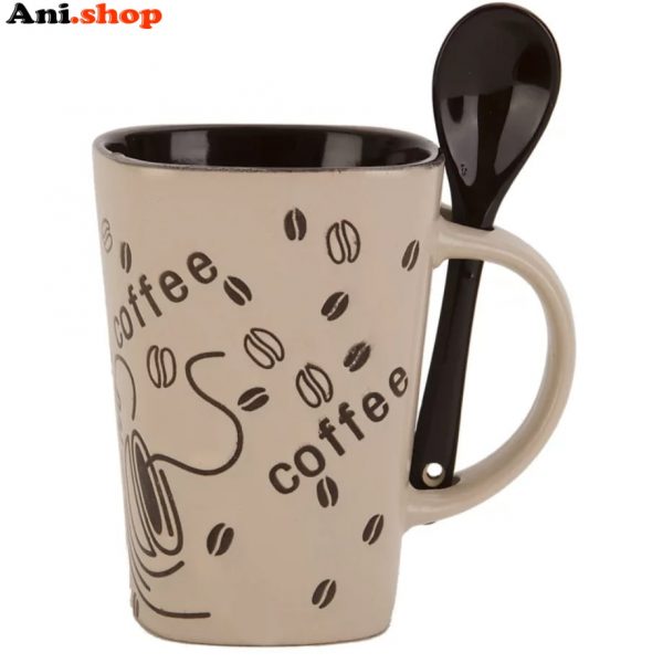 لیوان قاشق دار راشا طرح COffee کد C53
