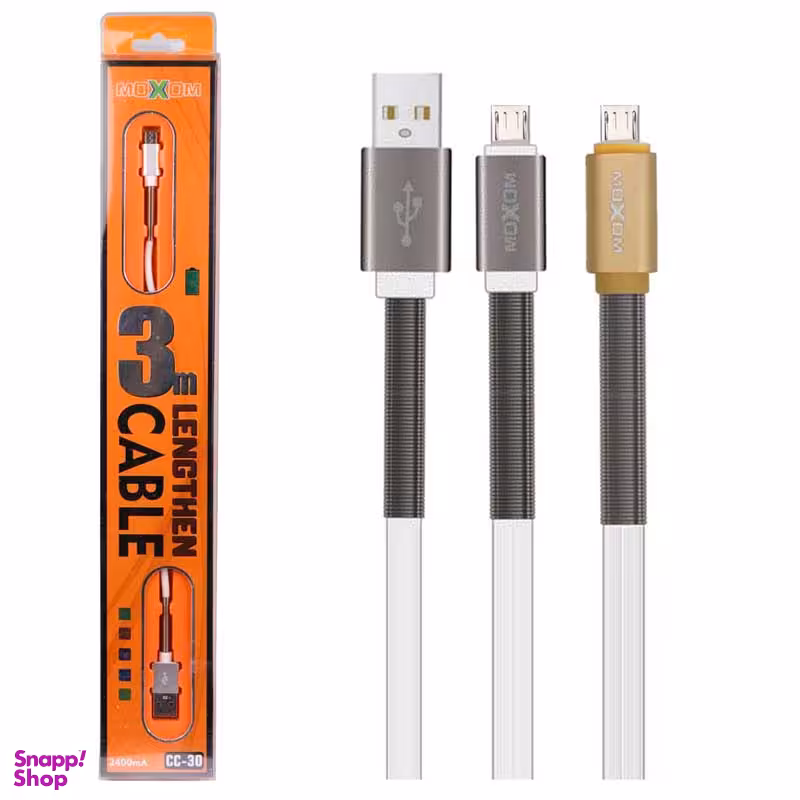 کابل دیتا MicroUSB به Lightning موکسوم مدل Moxom CC-30 طول 3 متر