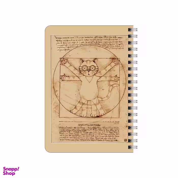 دفترچه یادداشت ۸۰ برگ بامبیلیپ مدل چوبی طرح تناسبات طلایی گربه داوینچی کد 5968605