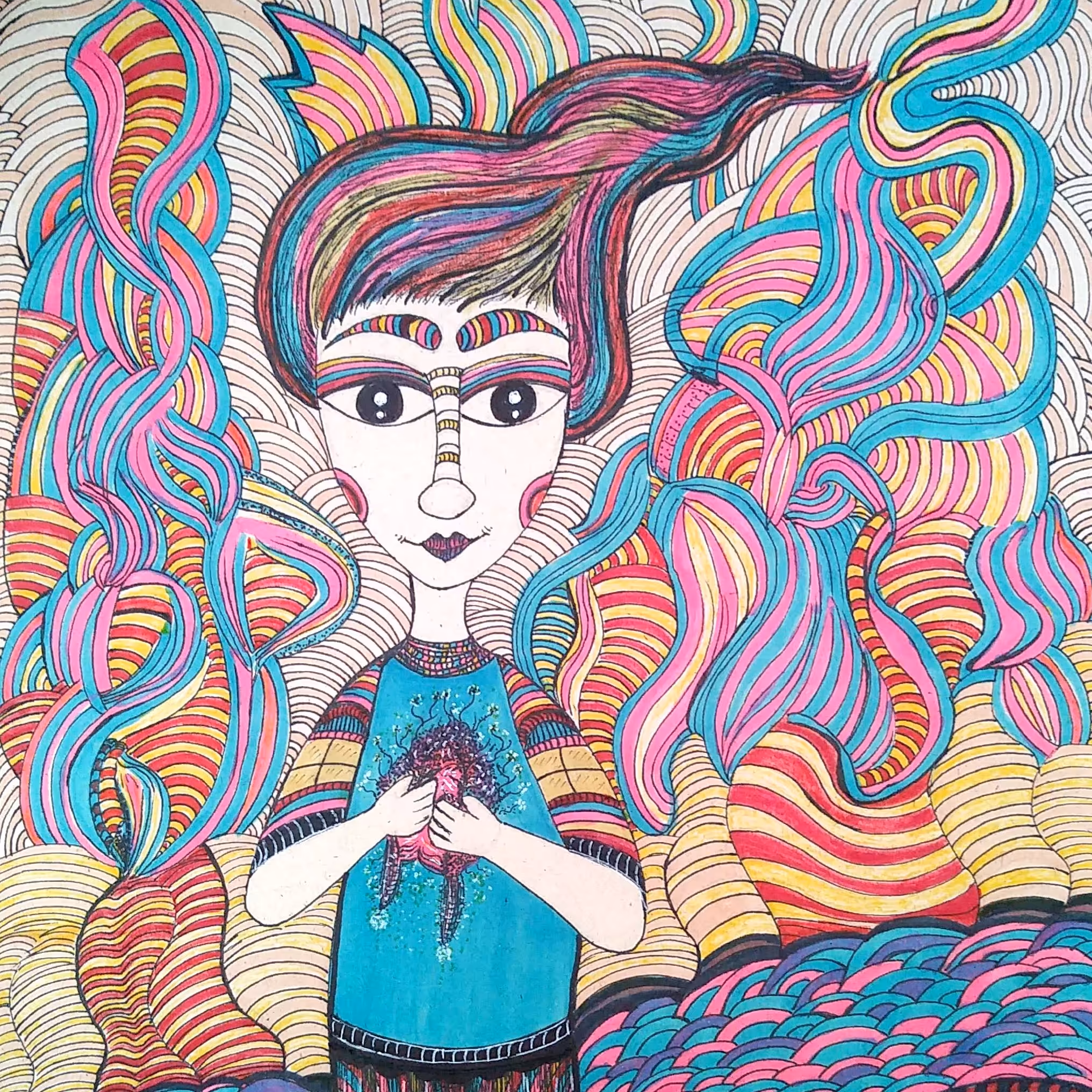 نقاشی  فانتزی22 سایز A3 طراحی با راپید و ماژیک طراحی