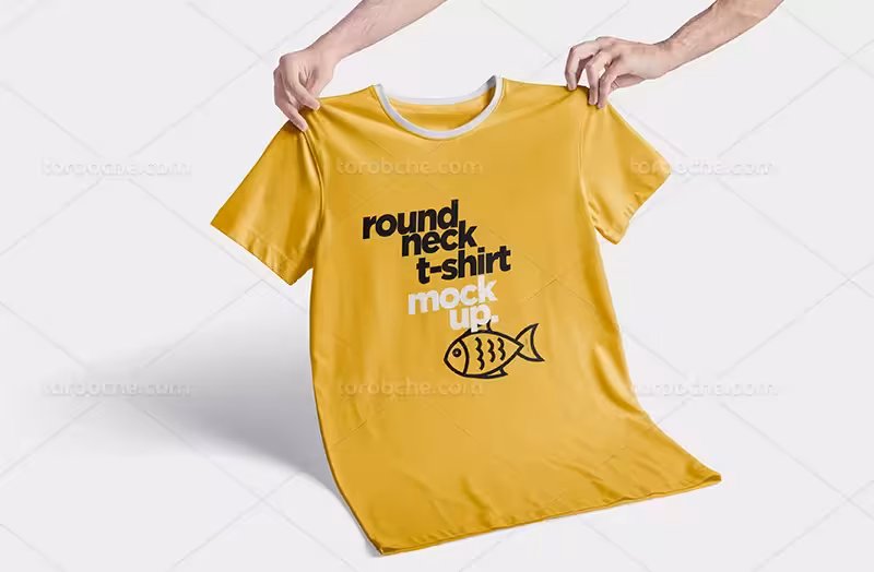 موکاپ تیشرت در دست | گرافیک با طعم تربچه