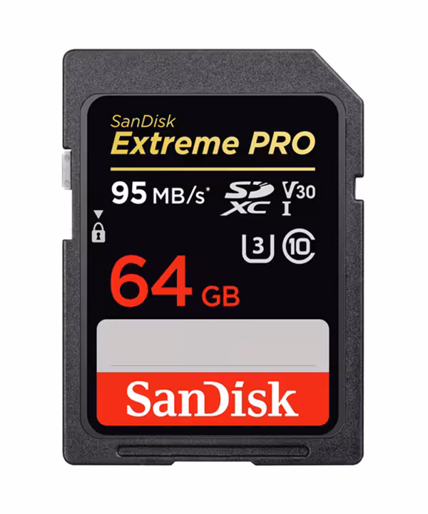 کارت حافظه 64GB دوربین مدل سن دیسک کلاس C10 / U3 مدل Extreme Pro