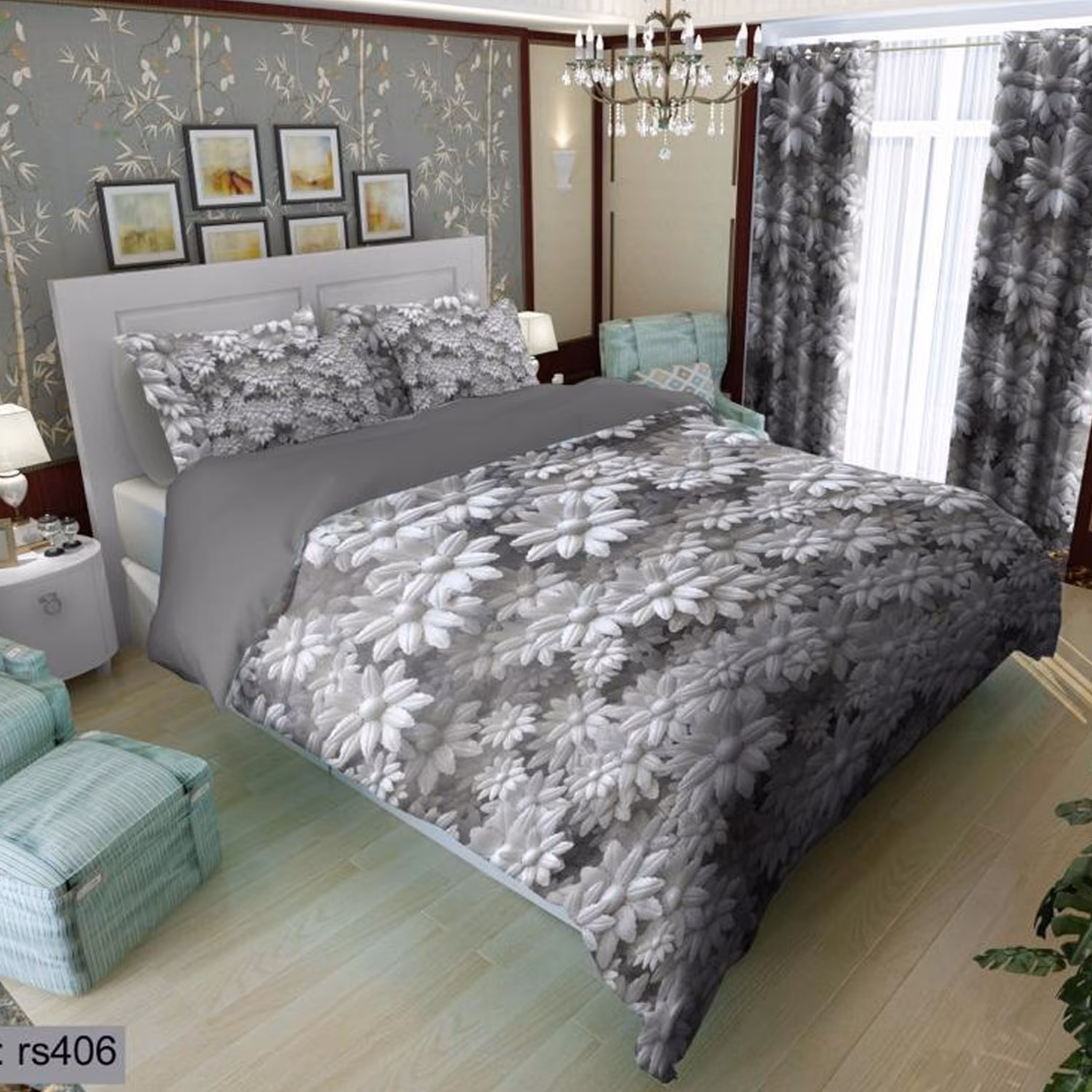 سرویس روتختی 2 نفره تنسل چاپی برندترک لند(Turk Land) rs 406