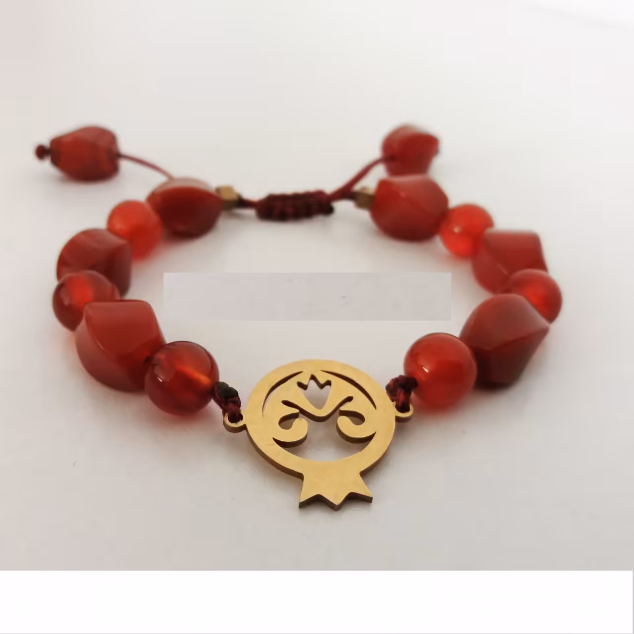 دستبند عقیق با پلاک استیل