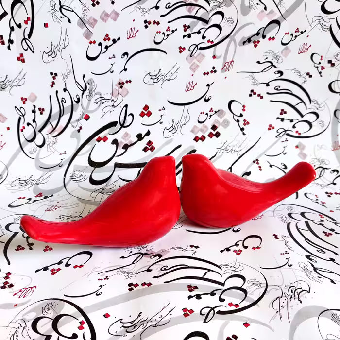پرستو سرامیکی قرمز  بزرگ دکوراتیو  ( یک جفت )