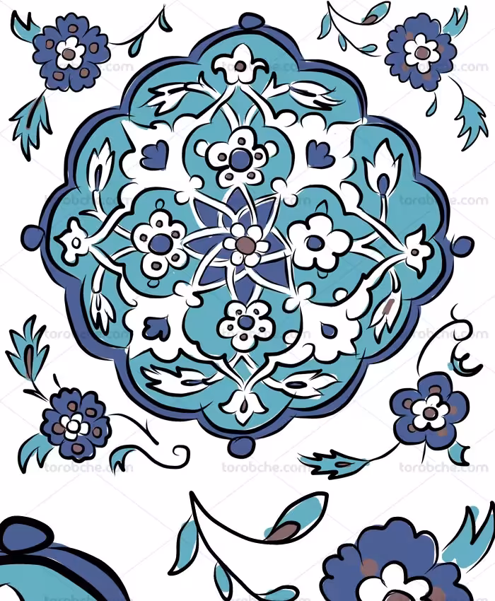 وکتور طرح اسلیمی کشیده شده با دست - گرافیک با طعم تربچه