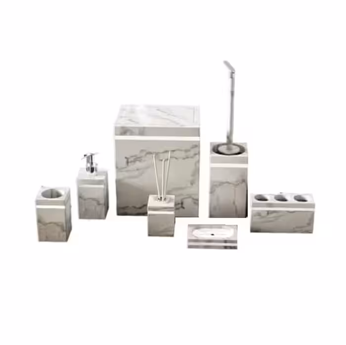 ست بهداشتی 7 پارچه رویا ماربل سفید_کروم هارمونی