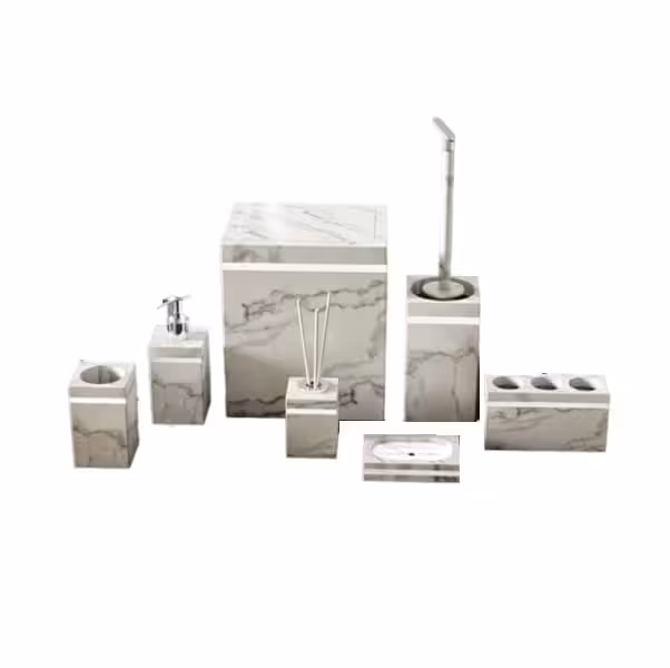 ست بهداشتی 7 پارچه رویا ماربل سفید_کروم هارمونی