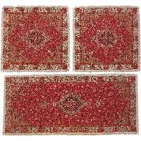 رومیزی سرویس ترمه ابریشم  کد TRSETE4  نفیس  رنگ قرمز  آستر زرشکی