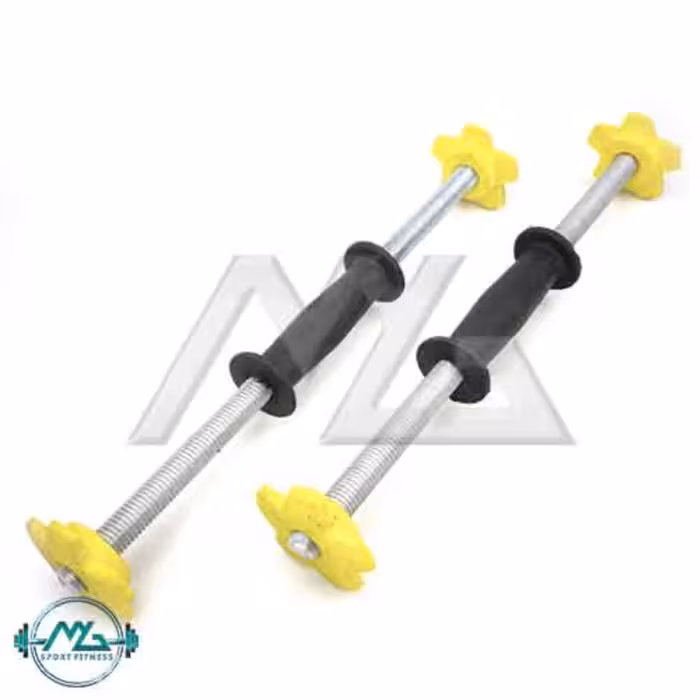 دسته دمبل جفت دارای واشر پلاستیکی با کیفیت 35 و 40 سانت با انواع رنگ موجود