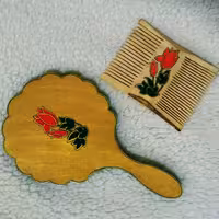 ست آینه دستی و شانه جیبی طرح گل