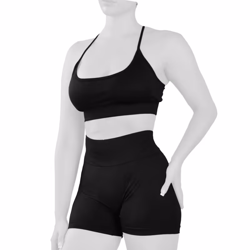 ست نیم تنه و کشاله بند سیملس ورزشی زنانه مدل 9197 مشکی