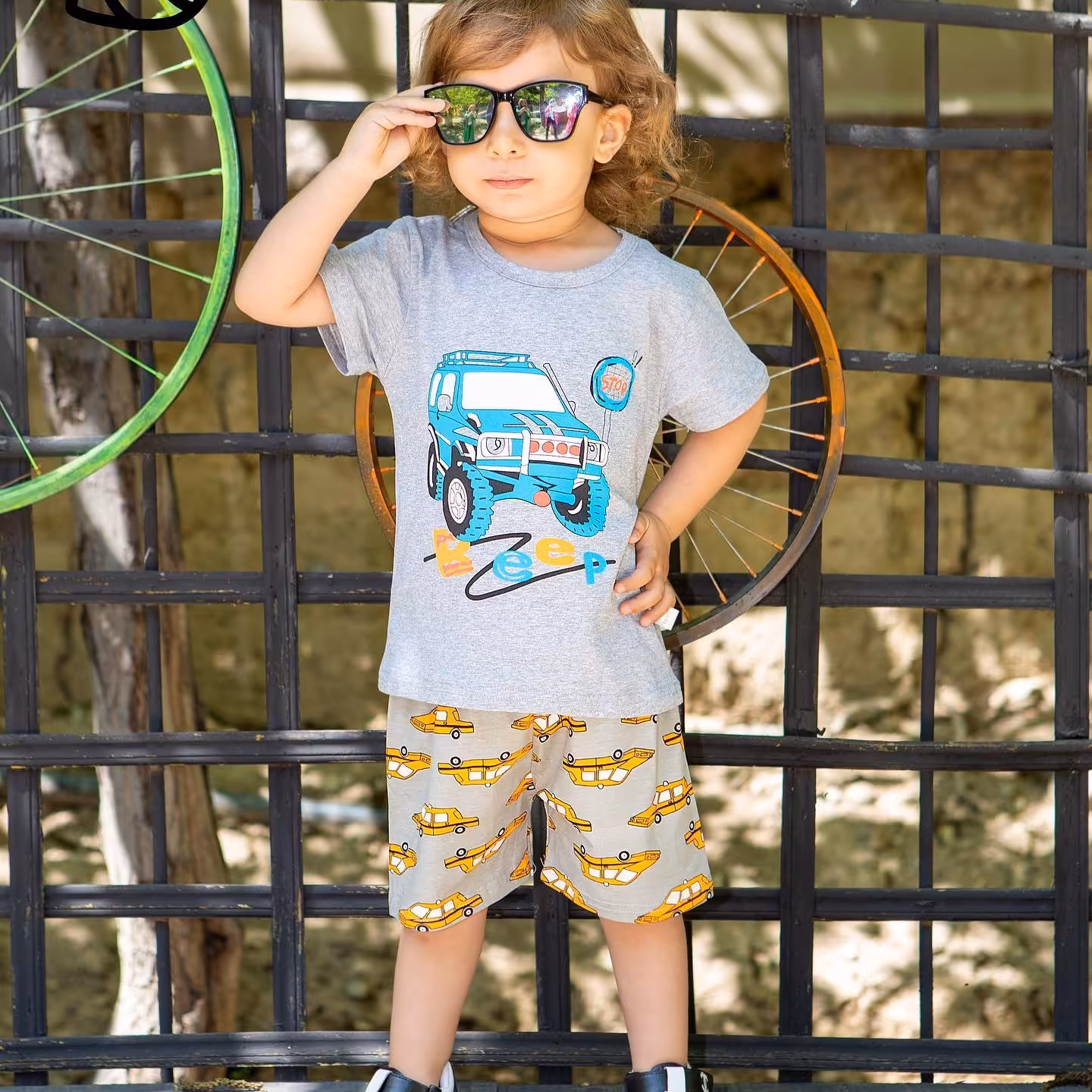 ست بلوز شلوارک راحتی پسرانه تابستانی خنک راحتی نخی مناسب 1 سال و 4 سال