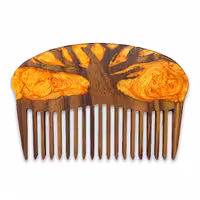 شانه چوبی مدل چوب و رزین طرح درخت پاییزی  نیهادگالری