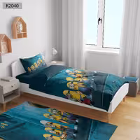 ست رو تختی چاپی 4 تیکه کالیفرنیا یک نفره   کد2040