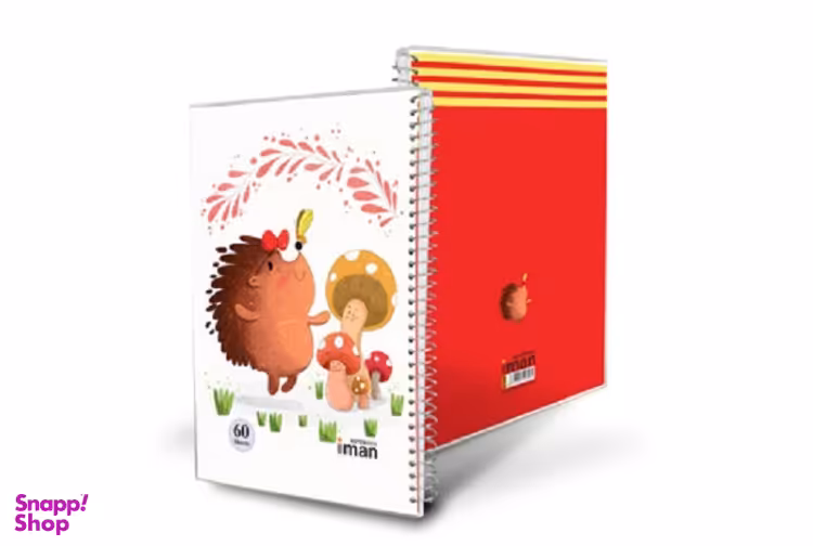 دفتر جلد طلقی ایمان (Iman) مدل Happy Animals طرح جوجه تیغی