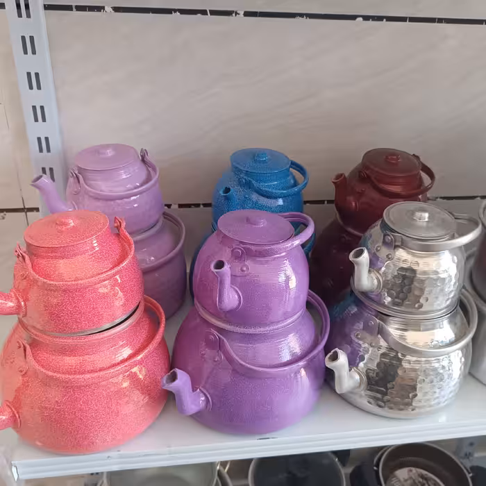 کتری و  قوری روحی با پوشش رنگی 