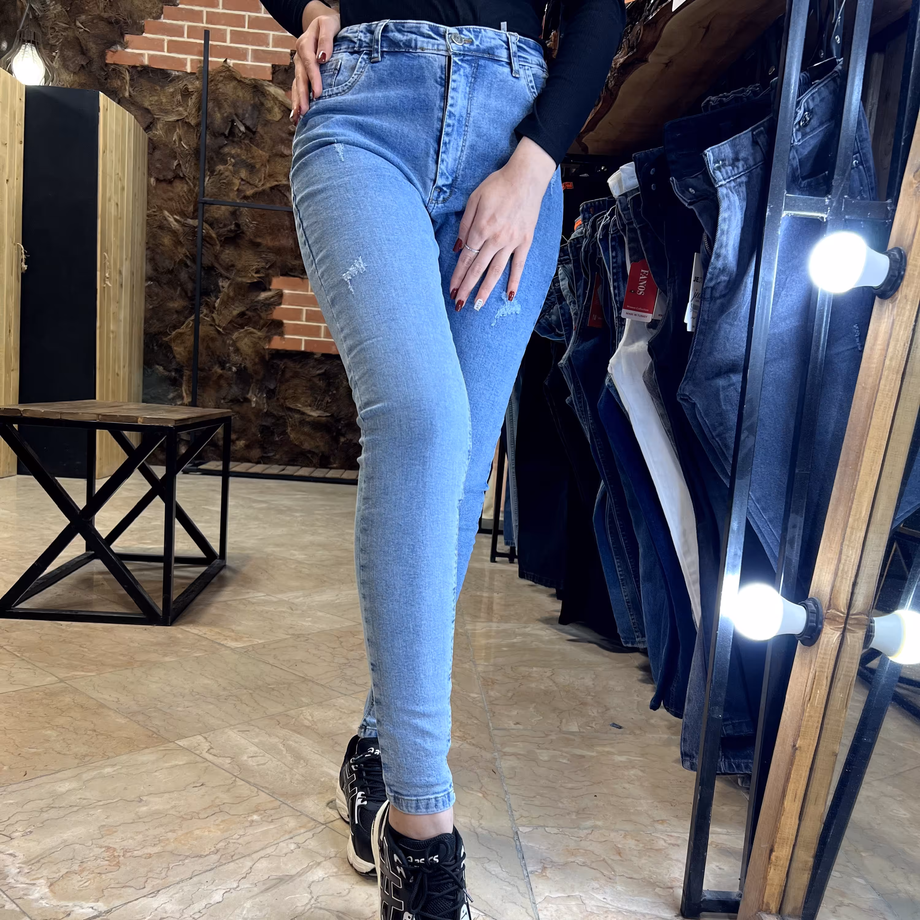 شلوار جین زنانه جذب قد100 آبی