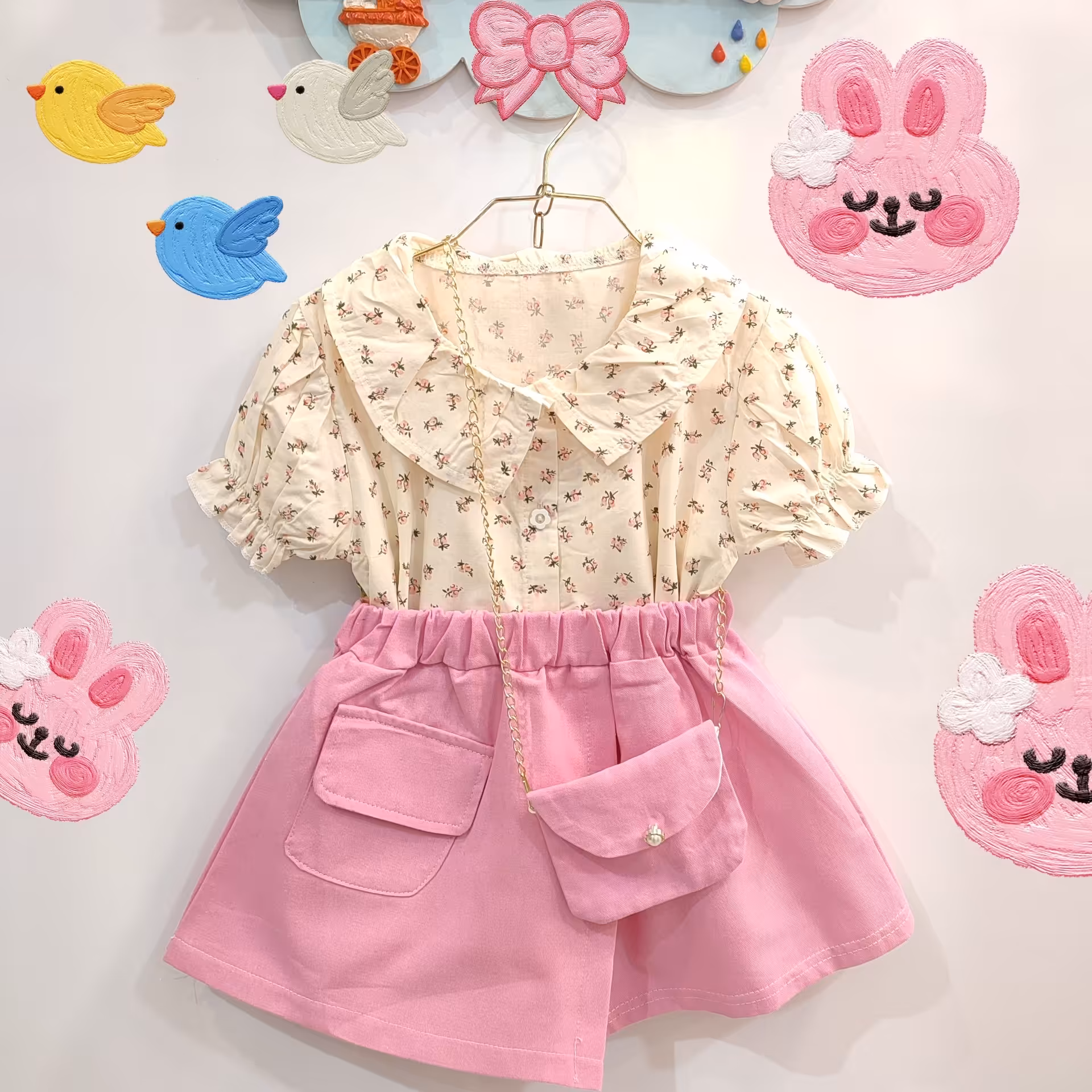 ست شومیز و شورتک دامنی وارداتی دخترانه صدرصد اورجینال مناسب سن 1تا3سال