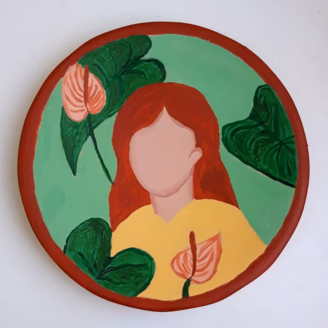 بشقاب سفالی اکرلیک سایز 2 طرح مینیمال