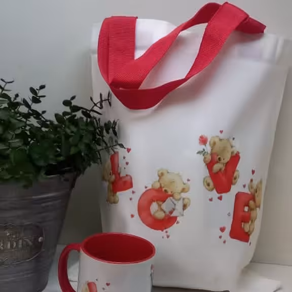 ست ساک و لیوان سرامیکی چاپ دلخواه