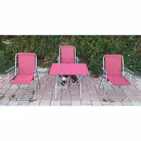  صندلی مسافرتی رنگ زرشکی ( ست 3 نفره)