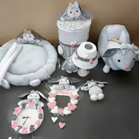تشک بازی راکر کودک آباژور حلقه اسم ساعت سبد لباس تم اسپرت خرگوش رنگ طوسی نقره ای آرکولند عروسک تک اشانتیون