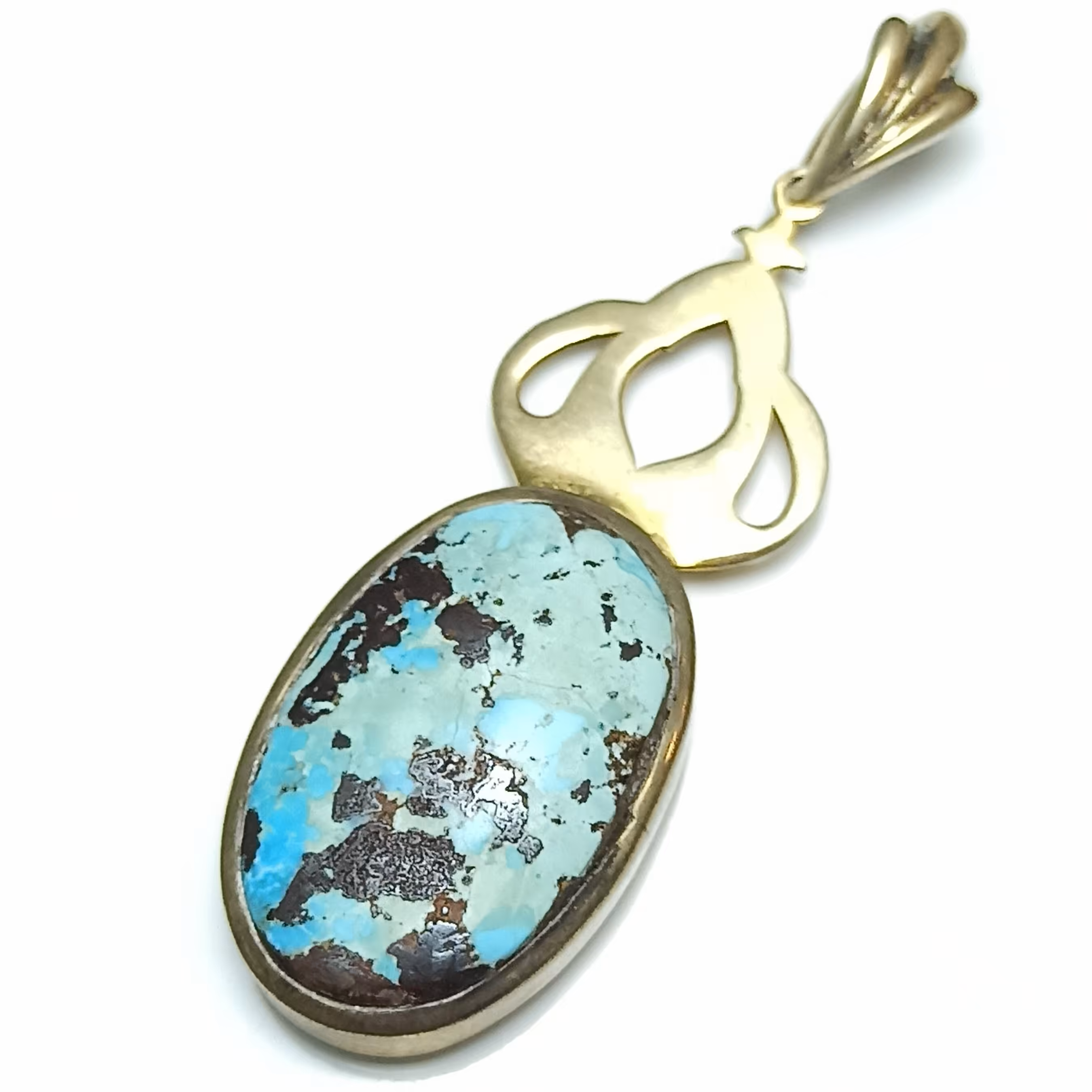 مدال نقره فیروزه نیشابوری شجری تاج دار آب طلا