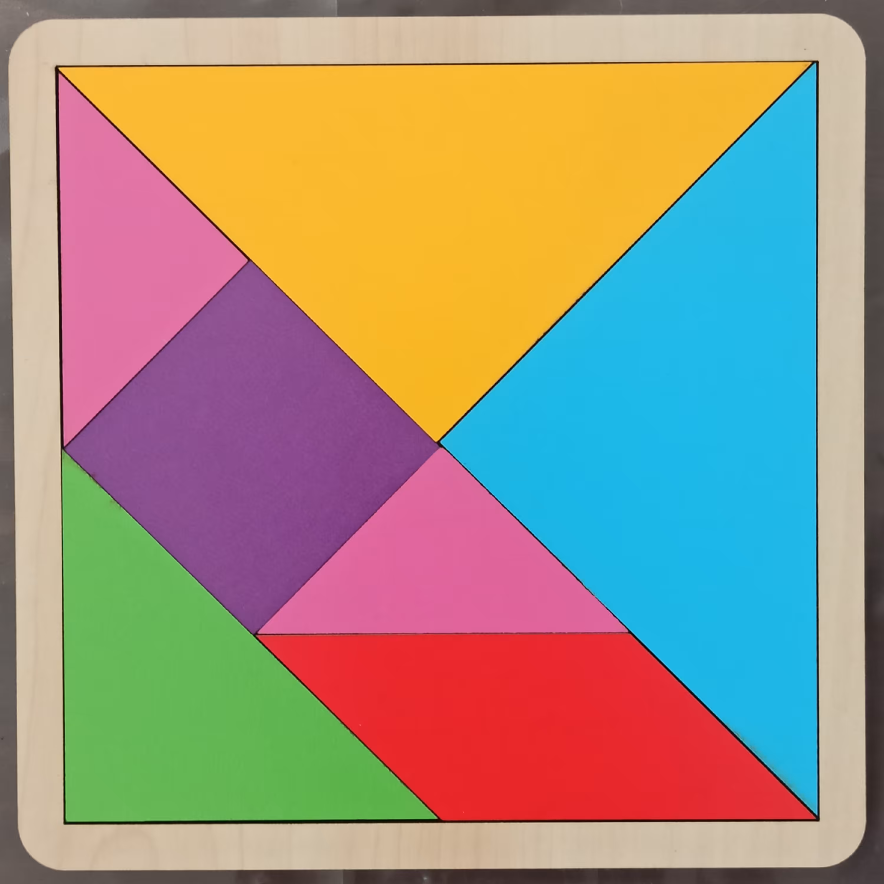 بازی فکری و آموزشی تانگرام چوبی 14 در 14 سانتی متر 