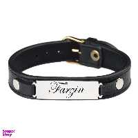 دستبند مردانه گيلواره زراوشان مدل چرم طبیعی اسم فرزین کد FLK 0109