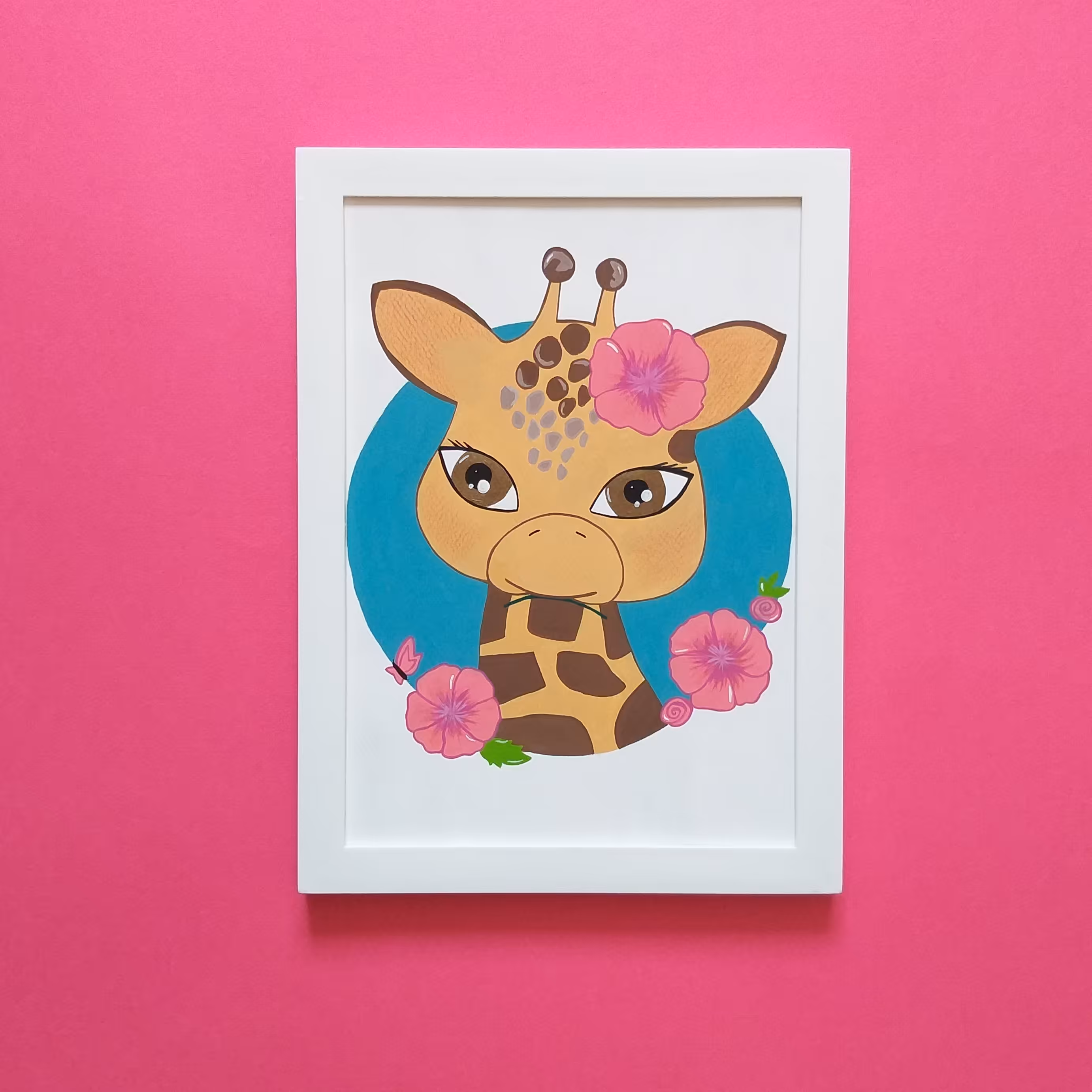 تابلو کودک طرح زرافه ابعاد23در 30 طراحی دستی دیواری و رومیزی کدT-3012